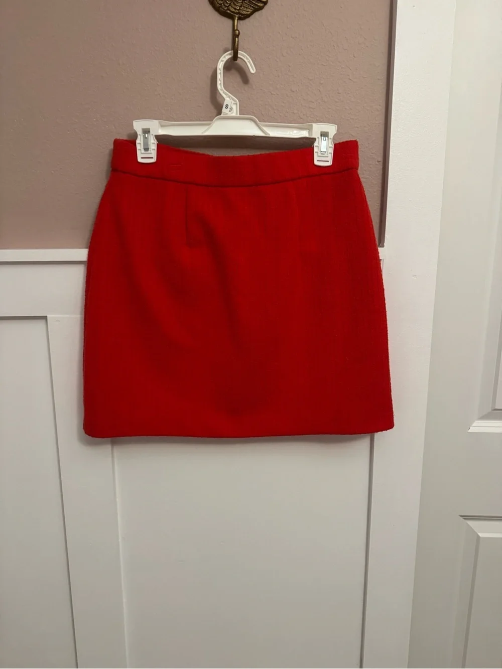 LOFT Cherry Red Mini Skirt with Button-Trim Flap Pockets